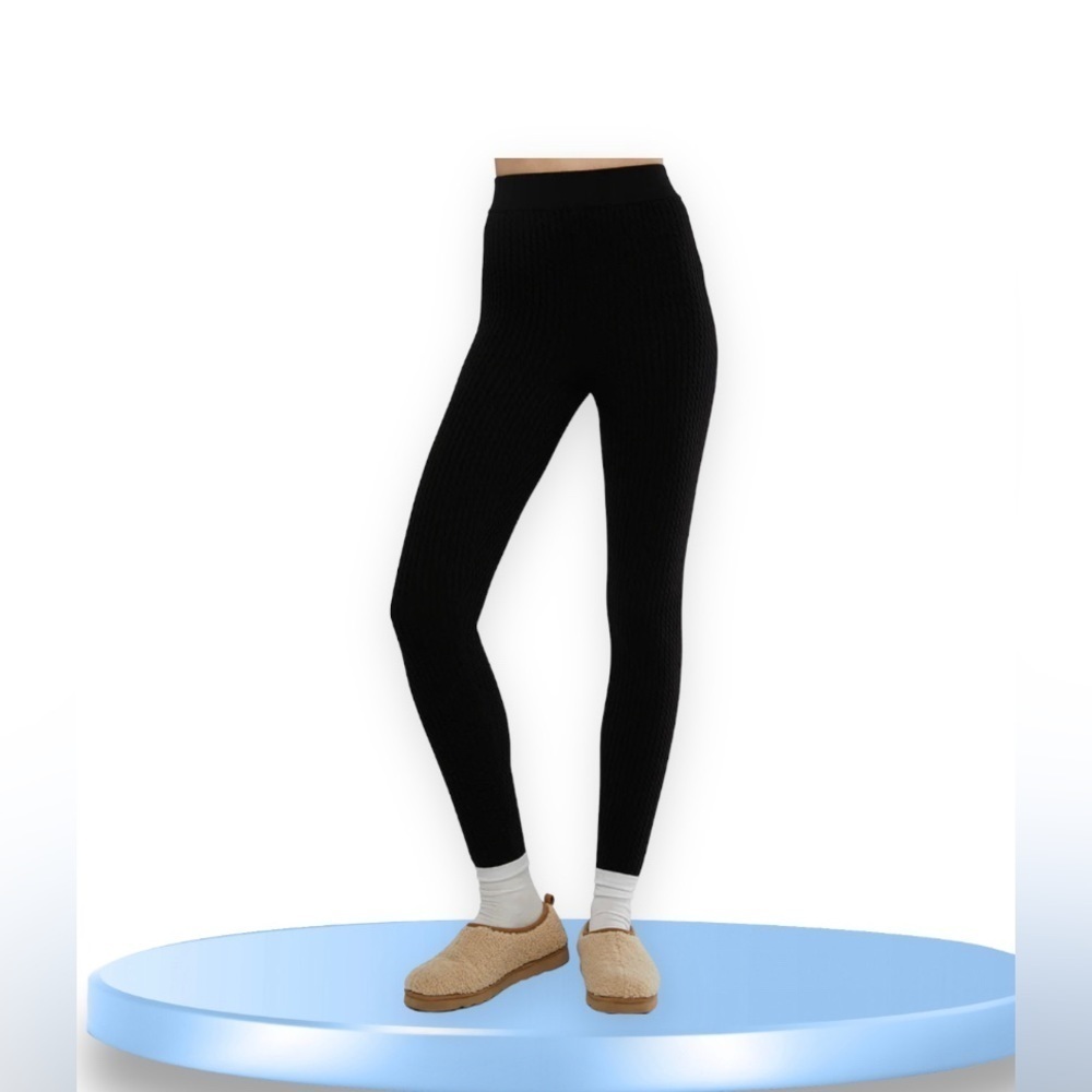 WeWoreWhat Seamless Circular Knit Leggings Black Medium yoga